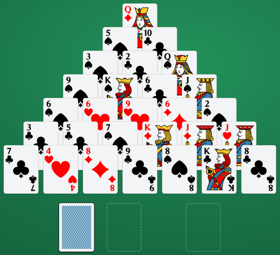 A game of Pyramid Solitaire in progress