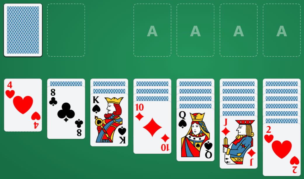A game of Klondike Solitaire – Turn 1 in progress