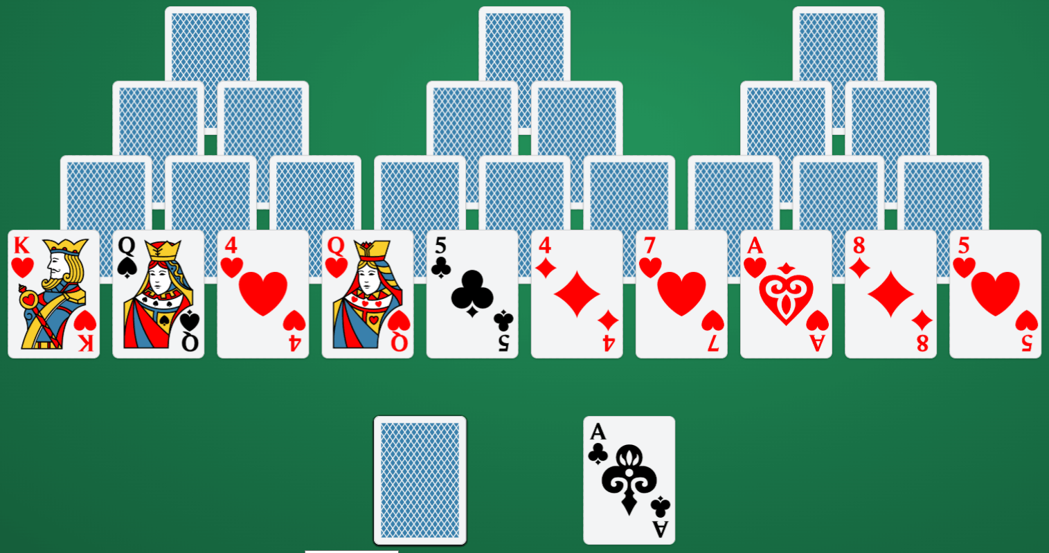 A game of TriPeaks Solitaire in progress